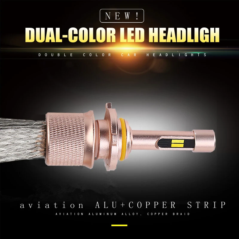 2 шт. Автомобильные фары H7 led H1 H4 H11 9005 двухцветные трехцветные 3000k 4300K 6000K 90W H3 H9 9006