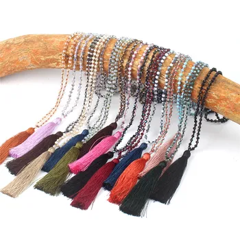 

Bohemia 24 Colors Crystal Stone Long Necklace for Women Choker Tassel Pendant Handmade Jewelry Gift Statement Necklace wholesale