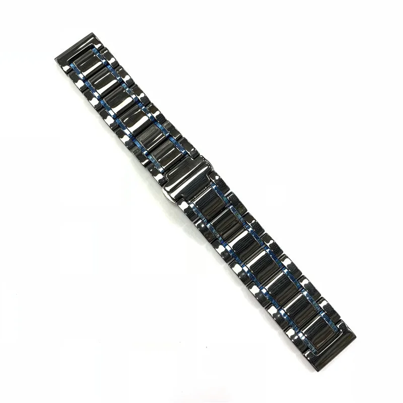 Роскошные Керамика браслет для наручных часов Apple Watch, версии 44 40 мм Нержавеющая сталь ремешок для наручных часов iwatch, 5/4/3/2/1 Смарт-часы аксессуары 38, 42 мм - Цвет ремешка: C black blue