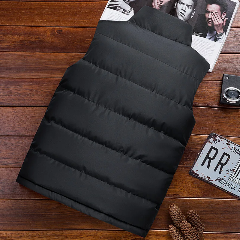 Discount 2021 NEW Adult Autumn Men Sleeveless Tank Vest Coat Male Winter Lightweight Warm Waistcoat Zipper Cotton Jacket For Boy