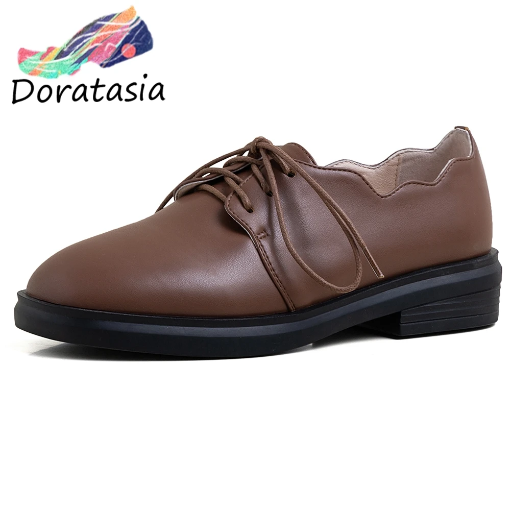 

DORATASIA Brand Girl Lace Up Elegant Low Heels Round Toe Flats Spring Flats Women Casual Office Spring Autumn Shoes Woman