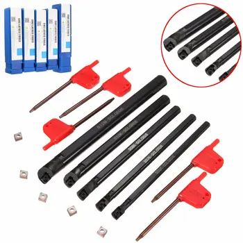 

5 Set 6/7/8/10/12mm SCLCR06 Lathe Boring Bar Turning Tool Holder+5Pcs Ccmt 060204 Carbide Insert Blades for Lathe Turning Tool