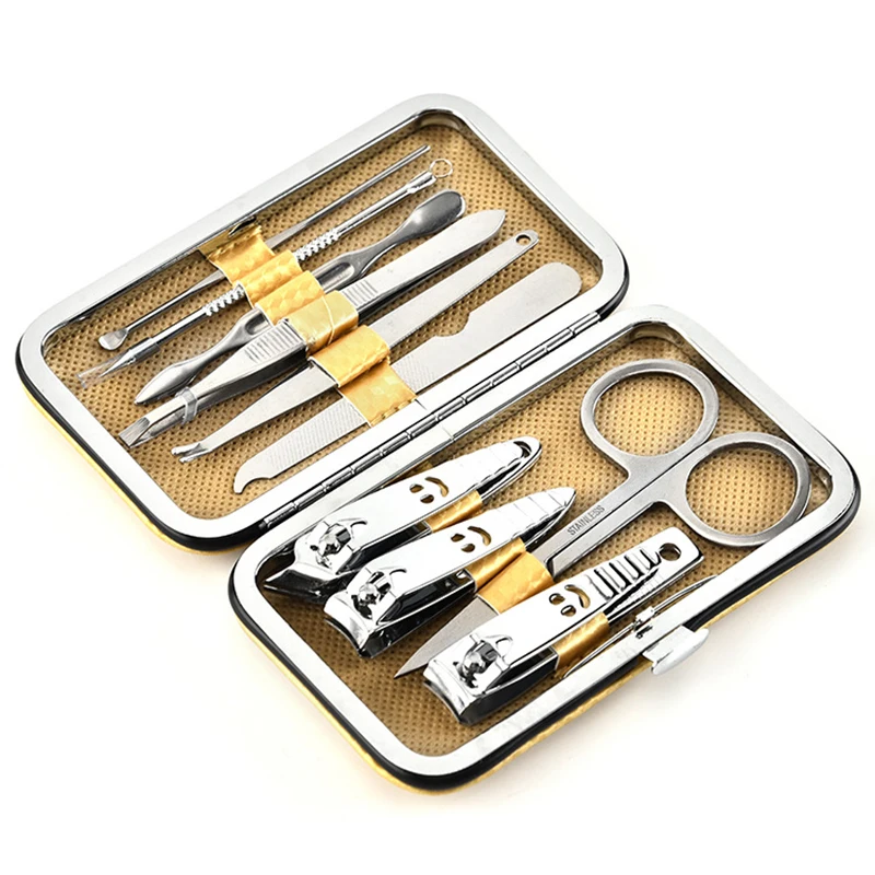 

10pcs/Set Scissors Tweezer Knife Manicure Sets Stone Pattern Case for Nail Manicure Nail Art Manicure Tools Set Nails Clipper