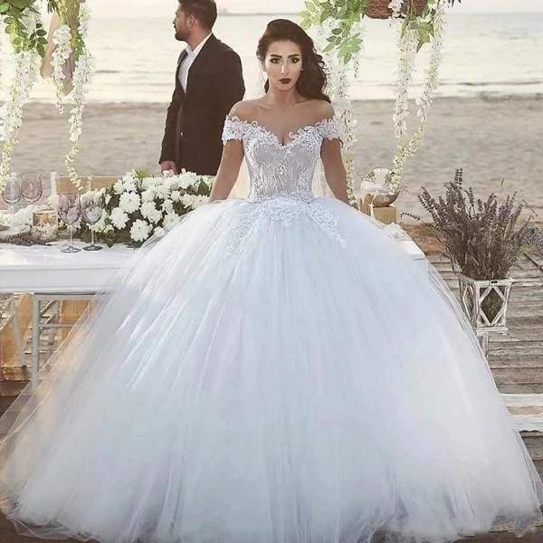 

ANGELSBRIDEP бальное платье с сердечком Свадебные платья Robe de mariee сексуальное платье с открытыми плечами аппликация Романтическое Платье в стиле бохо для невесты