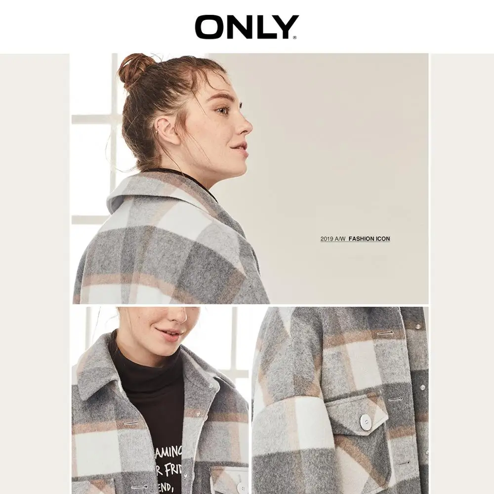 Most effective  ONLY Autumn Winter Women's Checked Woolen Coat  11936T519