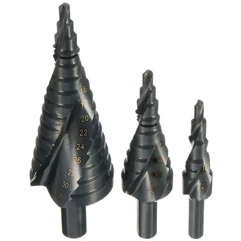 

SHGO HOT-3X HSS Spiral Grooved Step Cone Drill Drills Bit 4-12 4-20 4-32mm Hole Cut Steel