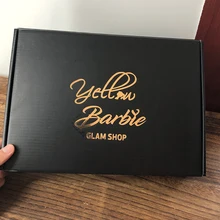 Черная коробка 100 шт., Пользовательский логотип упаковка складная коробка подходит для одежды шарф, платье упаковка и волосы парики подарочная коробка