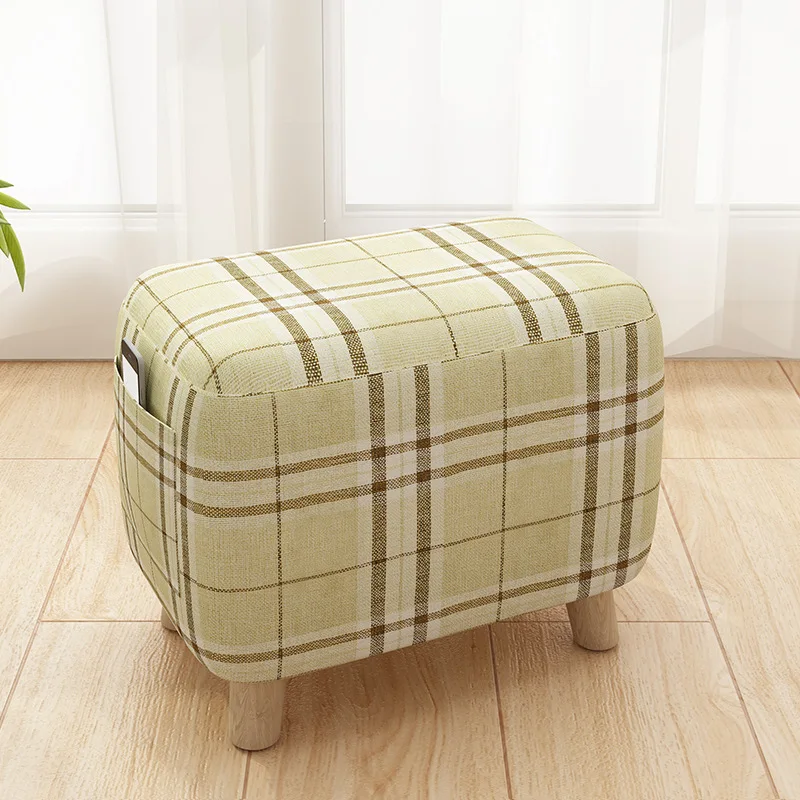 

Cute Children's Stools Breathable fabric Washable Living room chair strong sturdy Small stool mini wooden sofa Candy colors