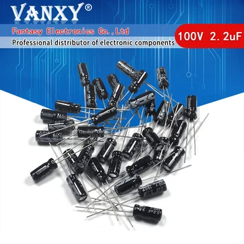 

50PCS Higt quality 100V2.2UF 5*11mm 2.2UF 100V 5*11 Electrolytic capacitor
