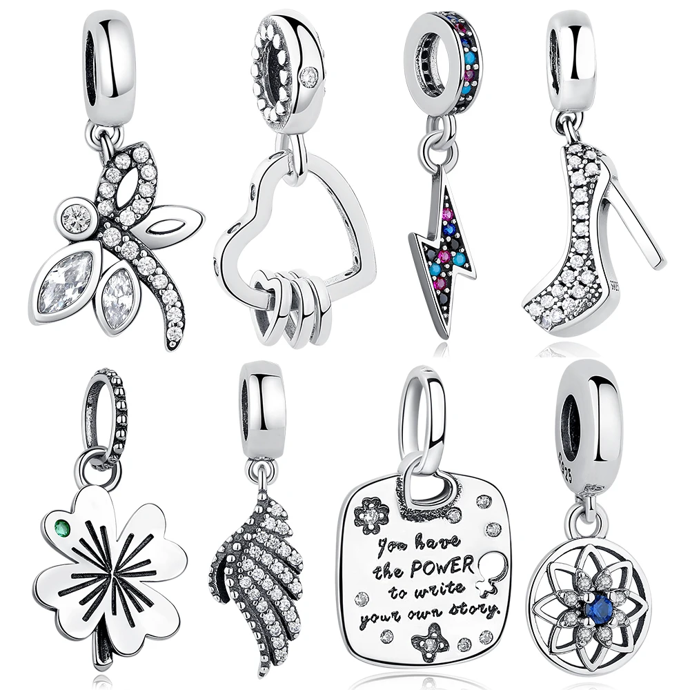 925-Sterling-Silver Bead Jewelry Crystal Original Pandora Bracelet DIY European Fit Clear