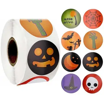 

1 Roll Halloween Pumpkin Seal Sticker Christmas New Year Decoration stickers Deer Christmas Tree Gift Adhensive Seal Label