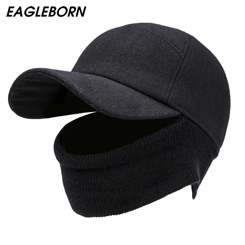 Мужская бейсболка EAGLEBORN теплая зимняя шапка ушанка для русской зимы|Мужские