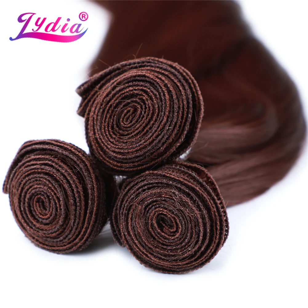 Pces com Loira do Fechamento Sintético do Pacote Reto de Seda de Lydia com Fechamento a Extensão Preta Natural do Cabelo de 3 Teceu Liso Polegada - 4 30 4 Cheap Tecer sintético