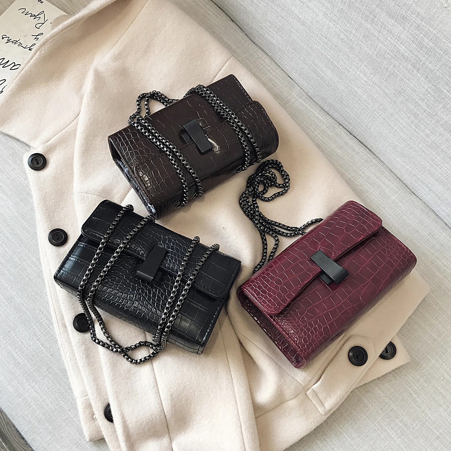 

Stone Pattern PU Leather Crossbody Bags For Women 2020 Fashion Chain Mini Shoulder Messenger Bag Female Travel Handbags