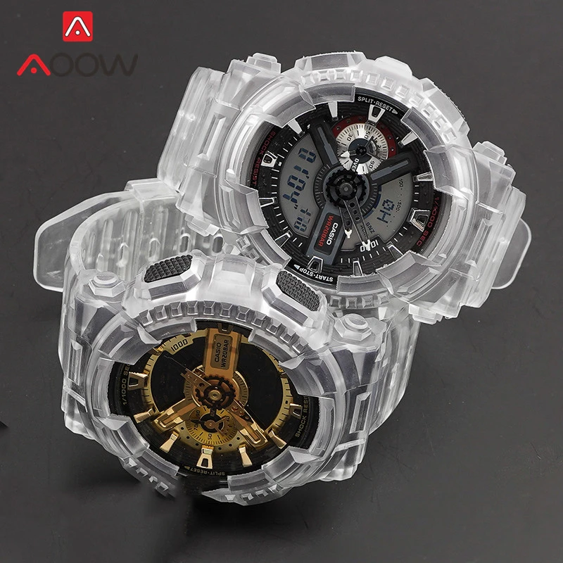 Kleurrijke Resin Sport Riem Voor Casio G-SHOCK GA-100 GA-110 GA-120 GD-110  Transparante Mannen Vervangende Horloge Band Beschermhoes - AliExpress  Watches