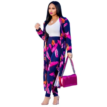 

2019 New Pattern 2 Piece Set Women Casual Sexy Leisure Printing Loose Coat