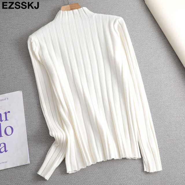 Slim soft Pure color turtleneck Sweater Pullover Women Casual Long Sleeve chic bottom Sweater Female Jumpers top