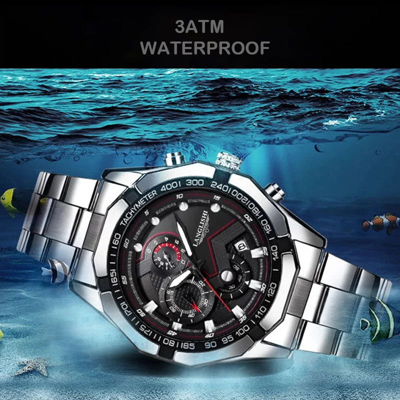 LANGLISHI 2021 Mens Watches Big Dial Sport Wristwatch Top Brand Luxury Quartz Clock Watch Man Waterproof Sport Relogio Masculino