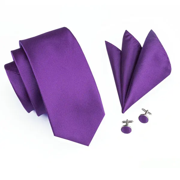 Мужской галстук классический фиолетовый однотонный галстук Hanky запонки шелк жаккард Галстуки для мужчин формальные бизнес Свадебные C-281