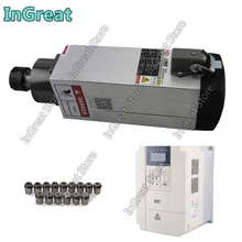 

3.5KW 220V ER25 18000RPM 300Hz 15A Square AC Spindle Motor Fan Air Cooled & 1ph to 3ph 4KW BEST VFD Inverter & ER25 Collet kit
