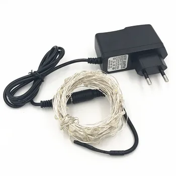 

Waterproof 12V 10M 1000 LED Sliver Wire LED Starry lights LED String Lights with Power adapter For wedding party Decoration