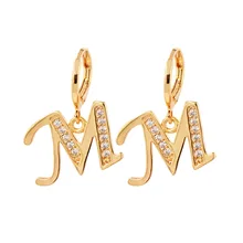 Алфавит буквы A-Z CZ Висячие серьги для женщин девочек золотой цвет персонализированные ювелирные изделия