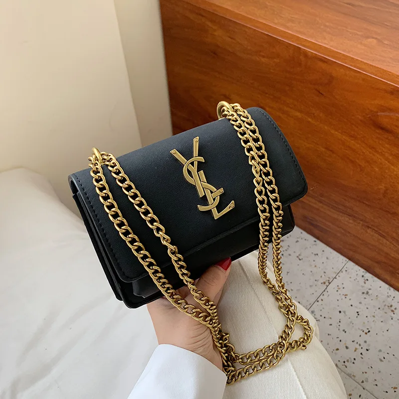 

Chain Square Sling Bag Women's 2019 Autumn And Winter New Style Dull Polish CHIC Trend WOMEN'S Bag Korean-style WOMEN'S Single-s