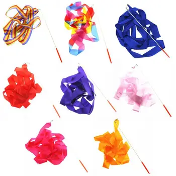 

4M Colorful Gym Dance Rhythmic Art Gymnastic Ribbons Ballet Streamer Twirling Rod Stick For Training