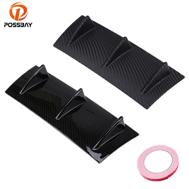 POSSBAY Car Lower Rear Bumper Lip Diffuser Spoiler Shark Fins Style Car