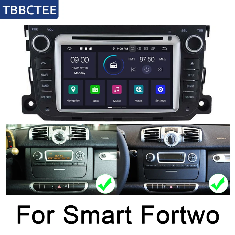 Android Car For Smart Fortwo 2007~ NTG Multimedia player WIFI GPS Navigation Autoradio touch screen Bluetooth WIFI SD System