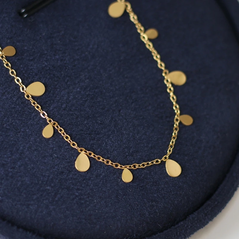 Stainless Steel Round Gold Disc Coin Choker Necklace For Women 14k gold Tassel Coins Charms Necklace collar Gift for Female 