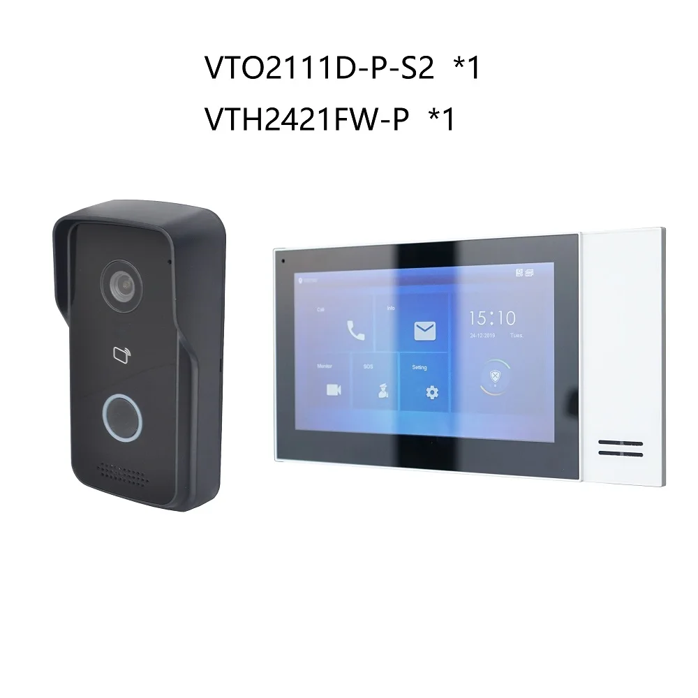 DH логотип мульти Язык IP видео домофон комплект включают в себя VTO2111D P S2 & VTH2421FW