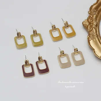 

South Korea New Style High Grade Sense Earrings Women's Morandi Oil Drop Earrings Versitile Fashion Silver Needle Ear R