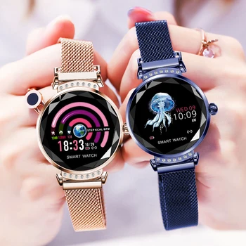 

SmartWatch Fashion H2 Smart Watch Women 3D Diamond Glass Heart Rate Blood Pressure Sleep Monitor Smartwatch Waterproof Best Gift