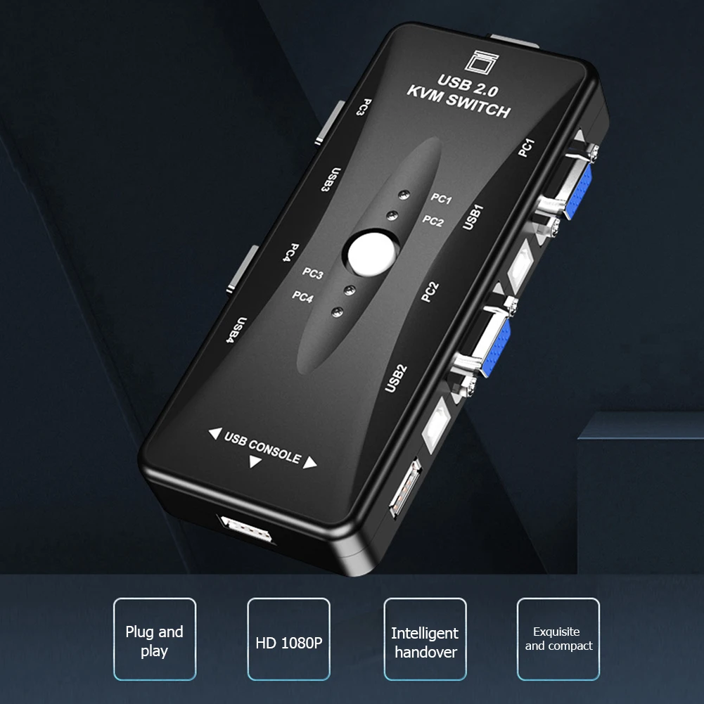KVM переключатель отличное мастерство хорошая прочность 4 порта в 1 выход VGA