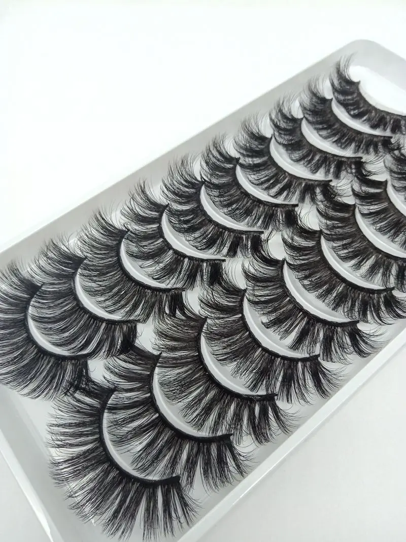 10 пар/компл. макияж Natural3DVolume норки искусственные завитые ресницы крест длинный толстый ресницы серо-коричневого цвета Мягкая ручной наращивание ресниц