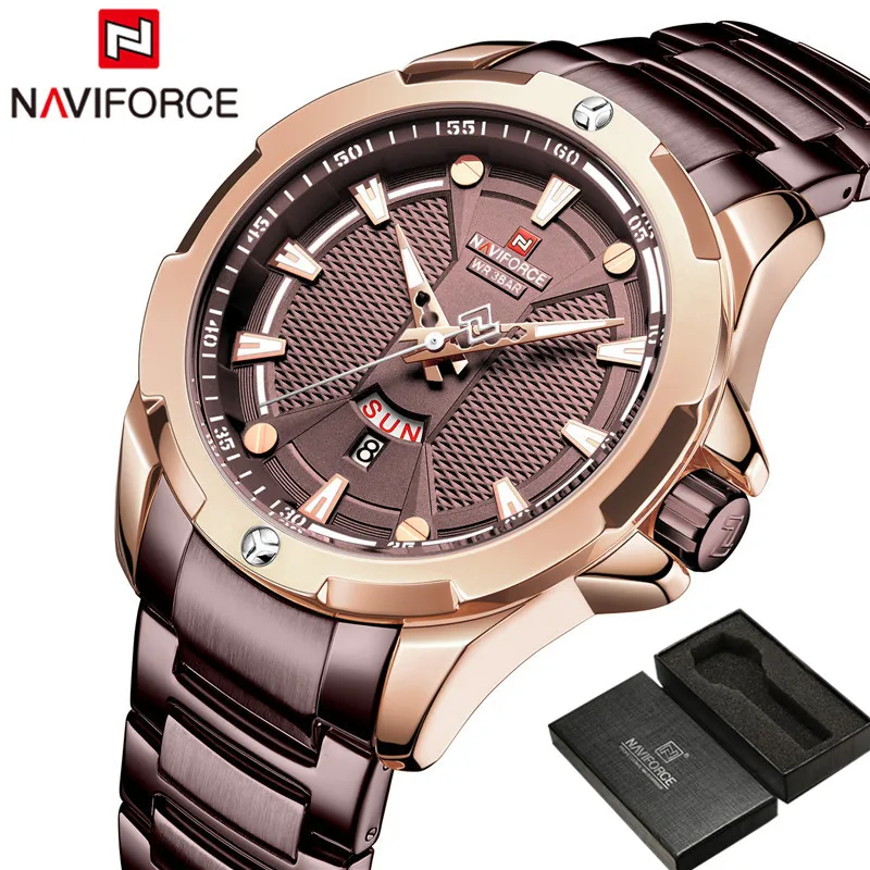Часы наручные NAVIFORCE Мужские кварцевые брендовые Роскошные армейские деловые