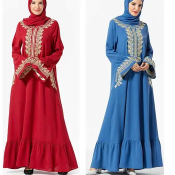 

Robe femme 2020 baju gamis brukat Women Embroidery floral Pocket Muslim hijab dress dubai turkey abayas dress caftan marocain