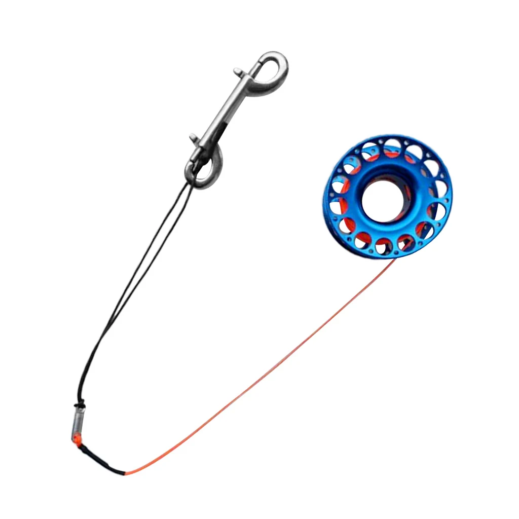 

2x Multi Purpose Premium Aluminum Alloy Finger Reel Spool, Double Dual End Bolt Clip for Scuba Diving Dive Blue+Pink