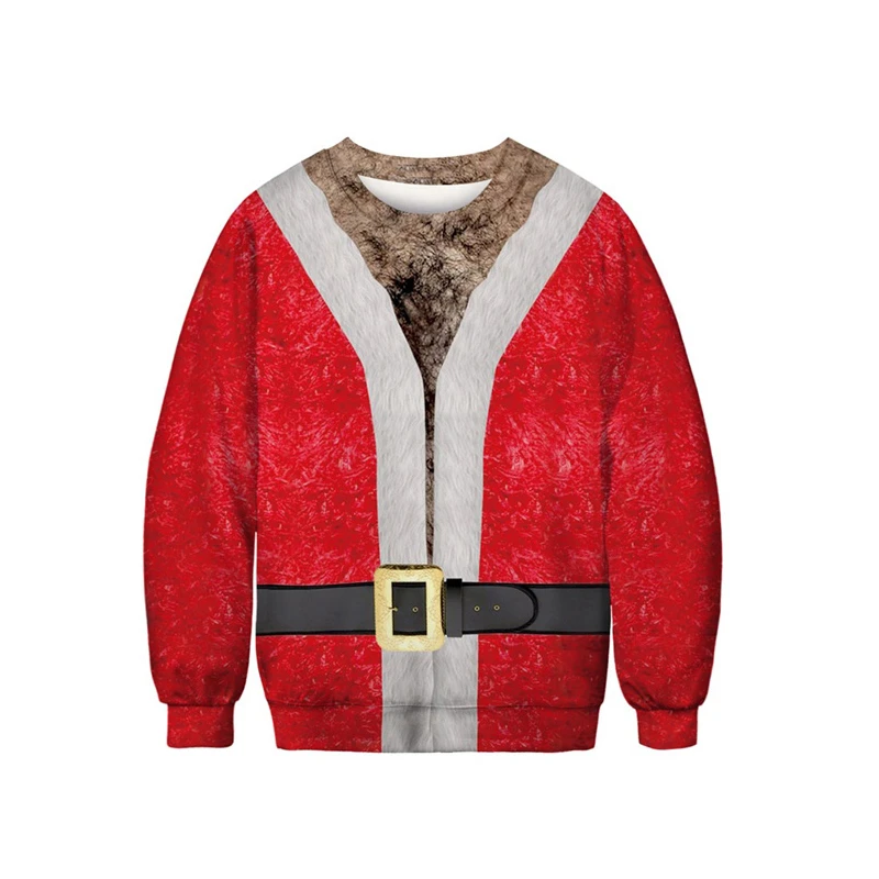 Baratos 2019 Unisex hombres mujeres Ugly Navidad suéter vacaciones Santa elfo divertido Navidad Cos pelo falso Jumper Otoño Invierno Tops ropa
