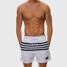 Новые стильные полосатые дизайнерские мужские белые шорты для плавания шорты быстросохнущие купальники без логотипа