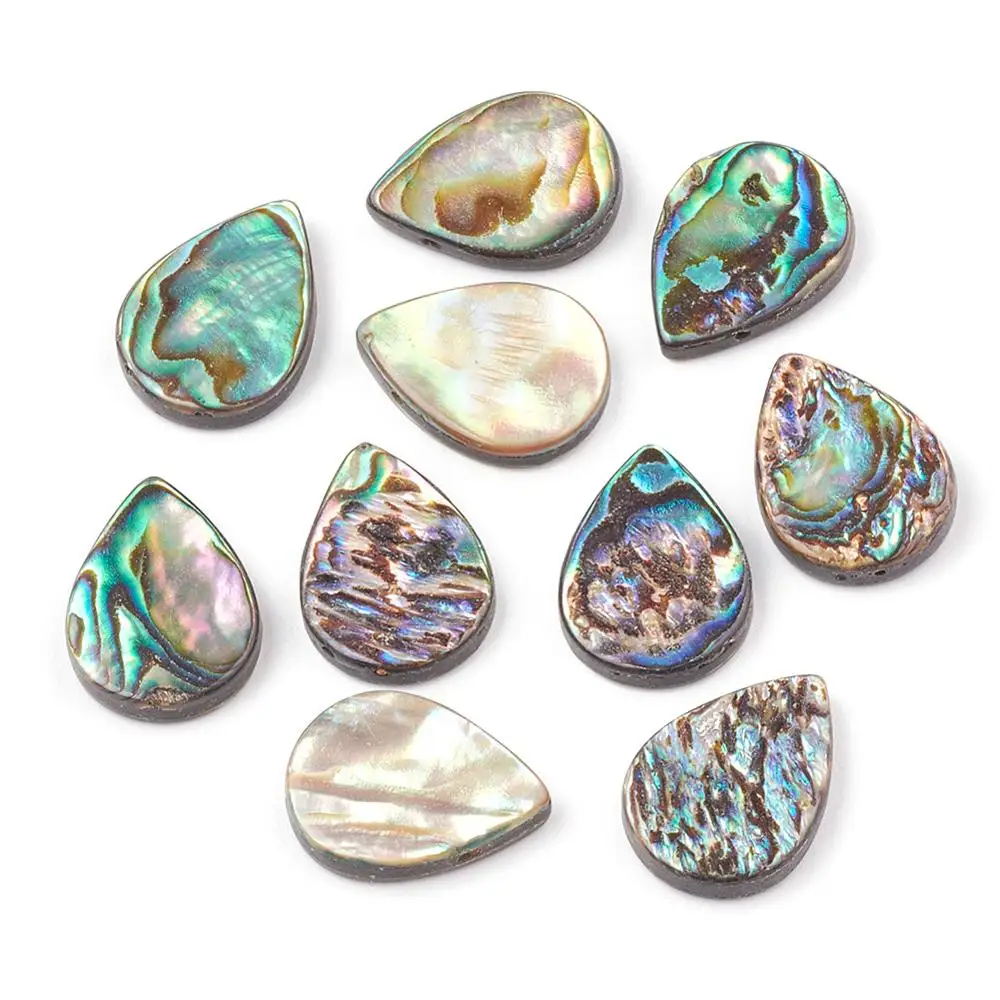 Abalone Shell/бусины из ракушек Paua, капли, цветные, Размер: около 18 мм в длину, 13 мм в ширину, 3 мм в толщину, отверстие: 1 мм