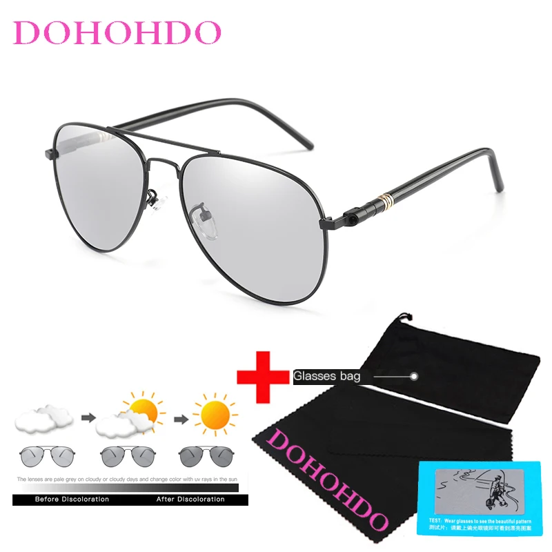 

2022 Photochromic Sunglasses Classic Men Polarized Chameleon Discoloration Driving Pilot Sun Glasses for Women Alloy Frame UV400