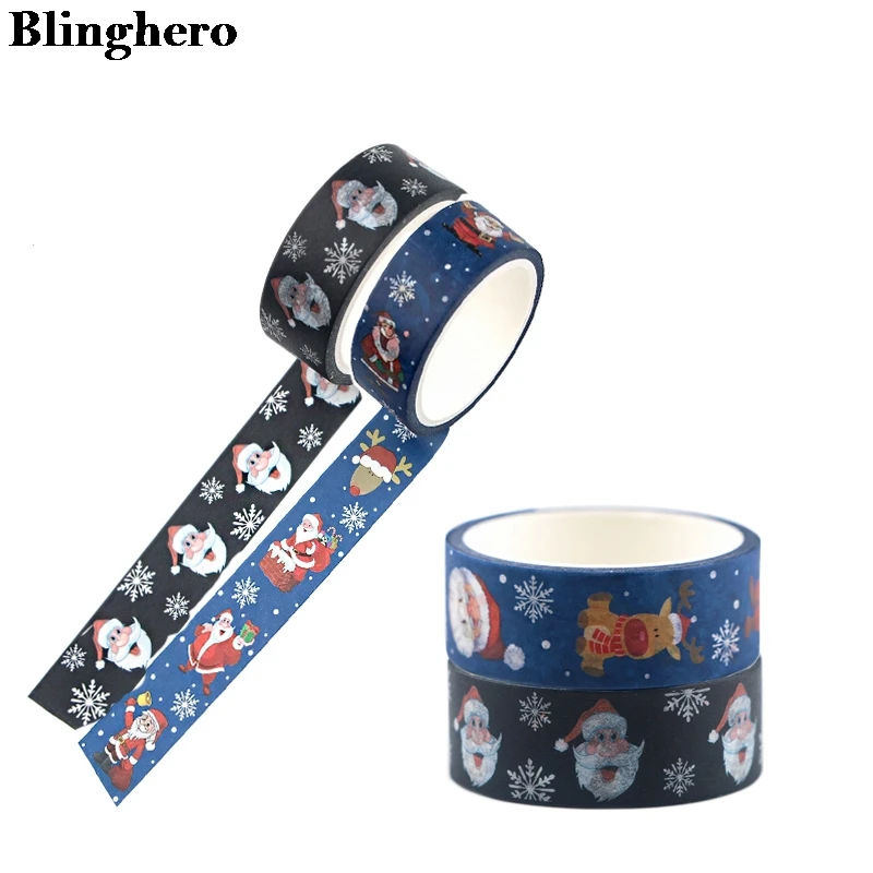 

Blinghero 15mmX5m Christmas Washi Tape Cartoon Santa Claus Print Masking Tape Cool Deer Adhesive Tape Gift for Family ZC0105