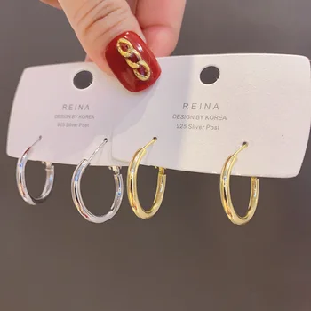 

Gold Plated Europe and America Fashion Metal Circle Earrings Couples Fashion Cool Shiny Side Ear Clip INS Celebrity Style Ear St