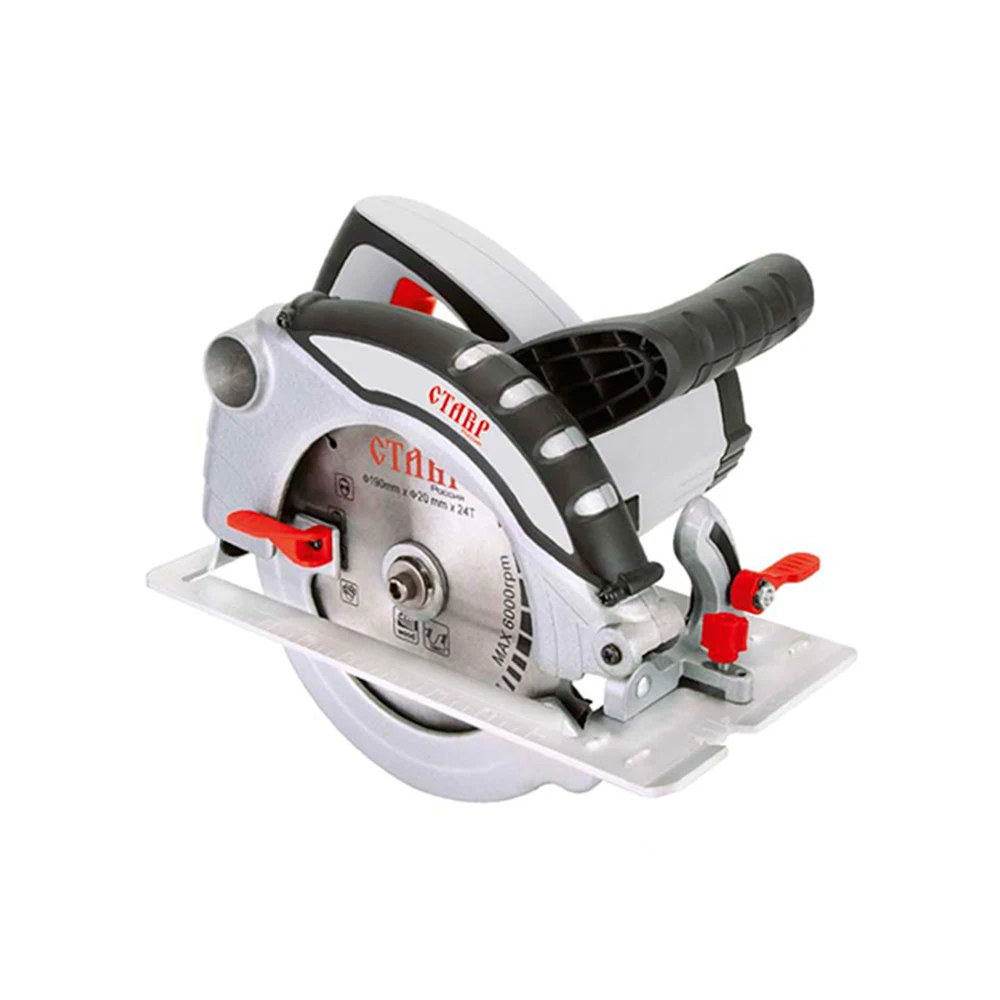 Пила циркулярная Ставр ПДЭ-190/1600 (Мощность 1600 Вт, диаметр диска 190 мм, число оборотов на х.х. 5000 об/мин, глубина пропила 63 мм)