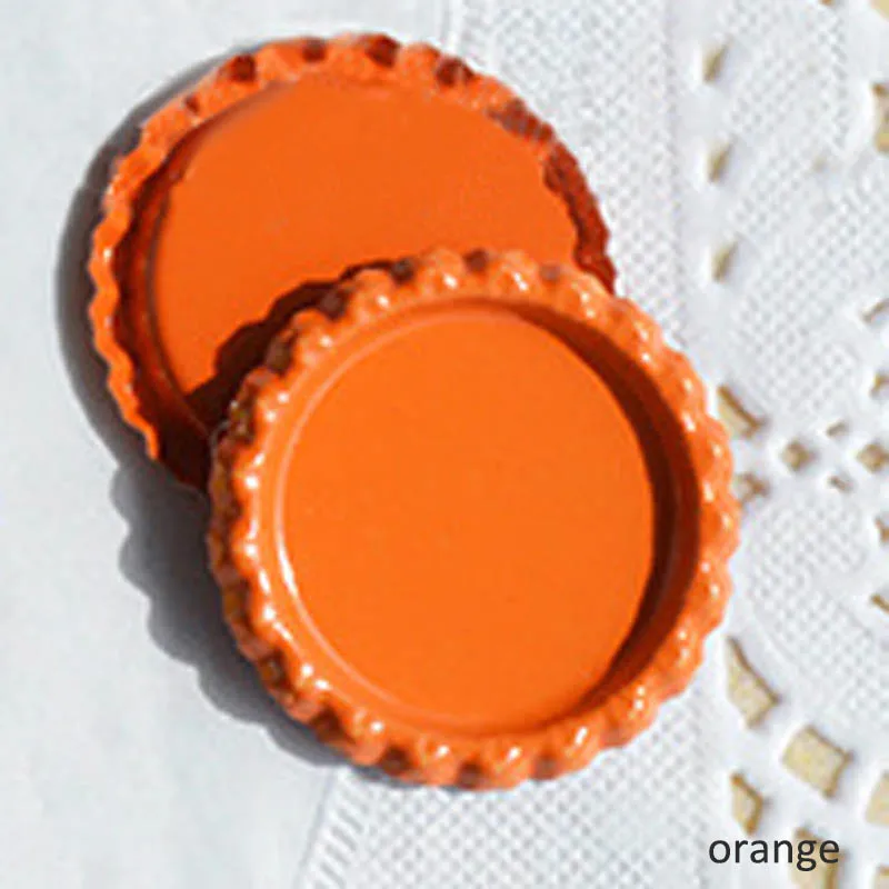 25Pcs Bottle Caps Metal 25mm Round Flattened Inside Colored Jewelry Craft DIY Accessories Wall Home Decor - Цвет: Оранжевый
