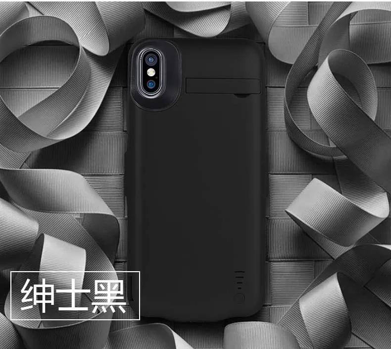 Черный 5000 мАч батарея чехол для iPhone X умный внешний аккумулятор зарядное устройство чехол для iPhone X Ультра портативное зарядное устройство в виде фонарика зарядное устройство чехол - Цвет: Черный