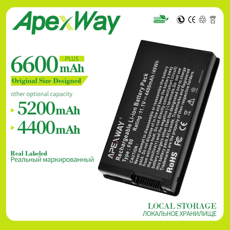 Apexway черный ноутбук Батарея для ASUS A32-F80 F80 f80cr f80s F81 f81e f81se F83 F83Cr F83E F83S F83Se F83T F83V F83VD F83VF K41