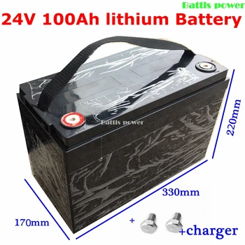 

Waterproof 24V 100AH Lithium ion Battery li ion BMS for photovoltaic storage Solar fishing lamp inverter Household + 10A Charger